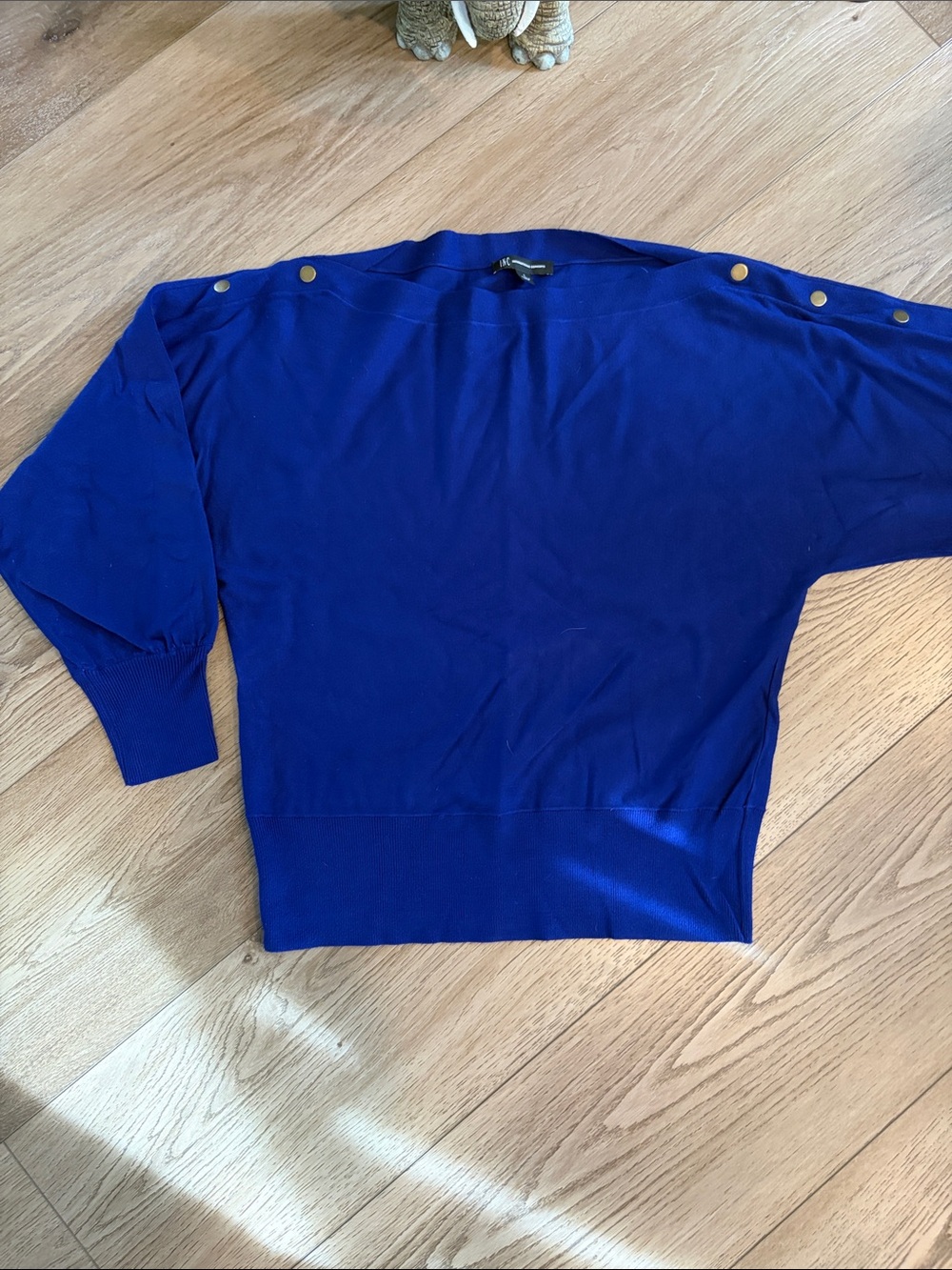 INC International Concepts Royal Blue Crewneck Sweater with Shoulder Buttons